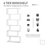 Homcom Wooden Wood S Shape Storage Display 6 Shelves Room Divider Unit Chest Bookshelf Bookcase Cupboard Cabinet Home Office Furniture, White