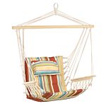 Outsunny Hanging Hammock Chair Swing Chair Thick Rope Frame Safe Wide Seat Indoor Outdoor Home, Patio, Yard, Garde Spot Stylish Multi-color Stripe