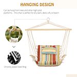 Outsunny Hanging Hammock Chair Swing Chair Thick Rope Frame Safe Wide Seat Indoor Outdoor Home, Patio, Yard, Garde Spot Stylish Multi-color Stripe