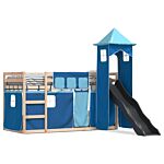Vidaxl Bunk Bed With Slide And Curtains Blue 90x190 Cm