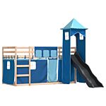 Vidaxl Bunk Bed With Slide And Curtains Blue 90x190 Cm