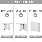 Homcom Mobile Drop Leaf Dining Kitchen Table Folding Desk For Small Spaces With 2 Wheels & 2 Storage Shelves White