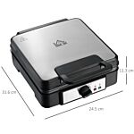 Homcom 4 Slice Waffle Maker Iron Machine With Deep Cooking Plate, Adjustable Temperature, Non-stick Coating And Cool Touch Handle, 1200w