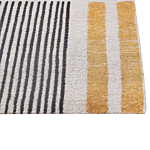 Area Rug Yellow And Black Cotton 200 X 300 Cm Flat Weave Jacquard Woven Striped Pattern Boho Living Room Bedroom Beliani