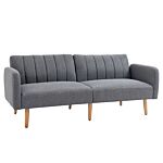 Homcom Two Seater Sofa Bed, Convertible Linen Fabric Sofa Couch, Click Clack Sofabed With Adjustable Split Backrest, Grey