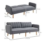 Homcom Two Seater Sofa Bed, Convertible Linen Fabric Sofa Couch, Click Clack Sofabed With Adjustable Split Backrest, Grey