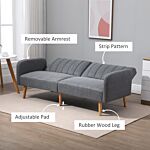 Homcom Two Seater Sofa Bed, Convertible Linen Fabric Sofa Couch, Click Clack Sofabed With Adjustable Split Backrest, Grey