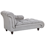 Chaise Lounge Grey Velvet Upholstery Biscuit Padding Black Legs Modern Design Beliani