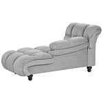 Chaise Lounge Grey Velvet Upholstery Biscuit Padding Black Legs Modern Design Beliani