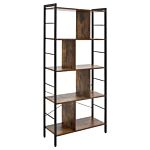 Homcom Industrial Storage Shelf Bookcase Closet Floor Standing Display Rack With 5 Tiers, Metal Frame For Living Room & Study, Rustic Brown