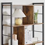 Homcom Industrial Storage Shelf Bookcase Closet Floor Standing Display Rack With 5 Tiers, Metal Frame For Living Room & Study, Rustic Brown