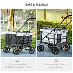 Pawhut Foldable Dog Stroller, Pet Travel Crate, With Detachable Carrier, Soft Padding, For Mini, Small Dogs - Grey