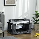 Pawhut Foldable Dog Stroller, Pet Travel Crate, With Detachable Carrier, Soft Padding, For Mini, Small Dogs - Grey