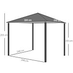 Outsunny Metal Frame Curtain Draped Outdoor Garden Gazebo Grey