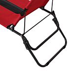 Outsunny 2 Pieces Foldable Sun Loungers With Adjustable Back, Outdoor Reclining Garden Chairs With Pillow And Armrests, Red