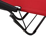 Outsunny 2 Pieces Foldable Sun Loungers With Adjustable Back, Outdoor Reclining Garden Chairs With Pillow And Armrests, Red