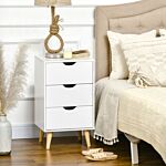 Homcom Bedroom Chest Of Drawers, 3-drawer Storage Unit With Wood Legs And Cut-out Handles, White
