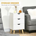 Homcom Bedroom Chest Of Drawers, 3-drawer Storage Unit With Wood Legs And Cut-out Handles, White