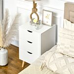 Homcom Bedroom Chest Of Drawers, 3-drawer Storage Unit With Wood Legs And Cut-out Handles, White