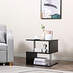 Homcom Coffee End Table S Shape 2 Tier Storage Shelves Organizer Versatile Home Office Furniture (black)