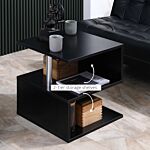 Homcom Coffee End Table S Shape 2 Tier Storage Shelves Organizer Versatile Home Office Furniture (black)