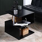 Homcom Coffee End Table S Shape 2 Tier Storage Shelves Organizer Versatile Home Office Furniture (black)