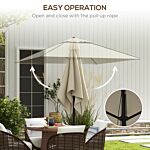 Outsunny Patio Parasol Umbrella With Vent, Garden Market Table Umbrella Sun Shade Canopy With Piping Side, Beige