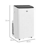 Homcom 12,000 Btu Mobile Air Conditioner For Room Up To 26m², Smart Home Wifi Compatible, With Dehumidifier, Fan, 24h Timer