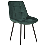 Set Of 2 Dining Chairs Green Velvet Black Steel Legs Modern Upholstered Chairs Beliani
