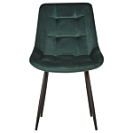 Set Of 2 Dining Chairs Green Velvet Black Steel Legs Modern Upholstered Chairs Beliani