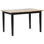 Extending Dining Table Light Wood And Black Rubberwood Top 120/150 Cm Butterfly Leaf Beliani