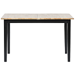 Extending Dining Table Light Wood And Black Rubberwood Top 120/150 Cm Butterfly Leaf Beliani