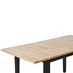 Extending Dining Table Light Wood And Black Rubberwood Top 120/150 Cm Butterfly Leaf Beliani