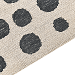 Area Rug Beige And Black Wool 200 X 200 Cm Hand Tufted Spotted Pattern Boho Living Room Bedroom Beliani