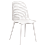 Set Of 4 Dining Chairs White Synthetic Seat And Legs Open Net Design Backrest Modern Minimalist Beliani