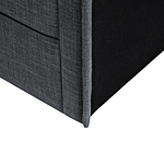 Bed Dark Grey Linen Fabric Eu King Size 5ft3 Slatted Base Padded Headboard And Footboard Beliani