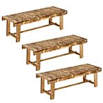 Outsunny Set Of 3 2-seater Outdoor Indoor Garden Wooden Bench Patio Loveseat Fir 110l X 38w X 35h Cm Carbonised