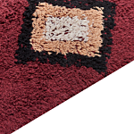 Area Rug Red Cotton 160 X 230 Cm Rectangular With Tassels Diamond Pattern Boho Oriental Style Beliani