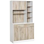 Homcom Kitchen Cupboard Sideboard Storage Cabinet Unit With Counter Top, Adjustable Shelves, Drawers For Dining Room, Living Room