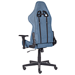 Gaming Chair Blue Fabric Swivel Adjustable Armrests And Height Footrest Modern Beliani