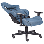 Gaming Chair Blue Fabric Swivel Adjustable Armrests And Height Footrest Modern Beliani