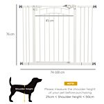 Pawhut Pressure Fit Stair Gate, Dog Gate W/ Auto Closing Door For Small, Medium Dog, Easy Installation, For Width 74 To 100cm