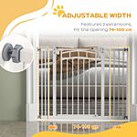 Pawhut Pressure Fit Stair Gate, Dog Gate W/ Auto Closing Door For Small, Medium Dog, Easy Installation, For Width 74 To 100cm