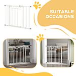 Pawhut Pressure Fit Stair Gate, Dog Gate W/ Auto Closing Door For Small, Medium Dog, Easy Installation, For Width 74 To 100cm