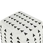 Pouffe White And Black Cotton 45 X 45 Cm Geometric Pattern Decorative Seat Handmade Boho Modern Style Living Room Bedroom Beliani