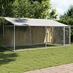Vidaxl Dog Cage With Roof And Door Grey 4x2x2 M Galvanised Steel