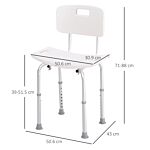 Homcom Bath Chair Shower Stool Safety Seat Bathroom Adjustable Positions Elderly Aids