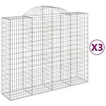 Vidaxl Arched Gabion Baskets 3 Pcs 200x50x160/180 Cm Galvanised Iron