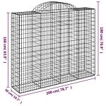 Vidaxl Arched Gabion Baskets 3 Pcs 200x50x160/180 Cm Galvanised Iron