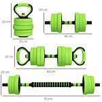 Sportnow 4-in-1 Adjustable Weight Dumbbells Set, Used As Barbell, Kettlebell, Push Up Stand, Free Weights Set For Home Gym Training, 20kg